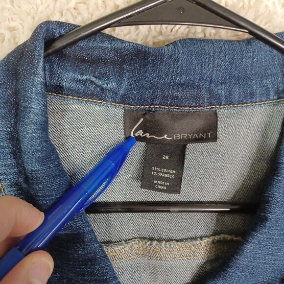 Lane Bryant Cropped Button-Down Denim Vest Women's Plus Size 26 Stretch Pockets - Picture 9 of 13